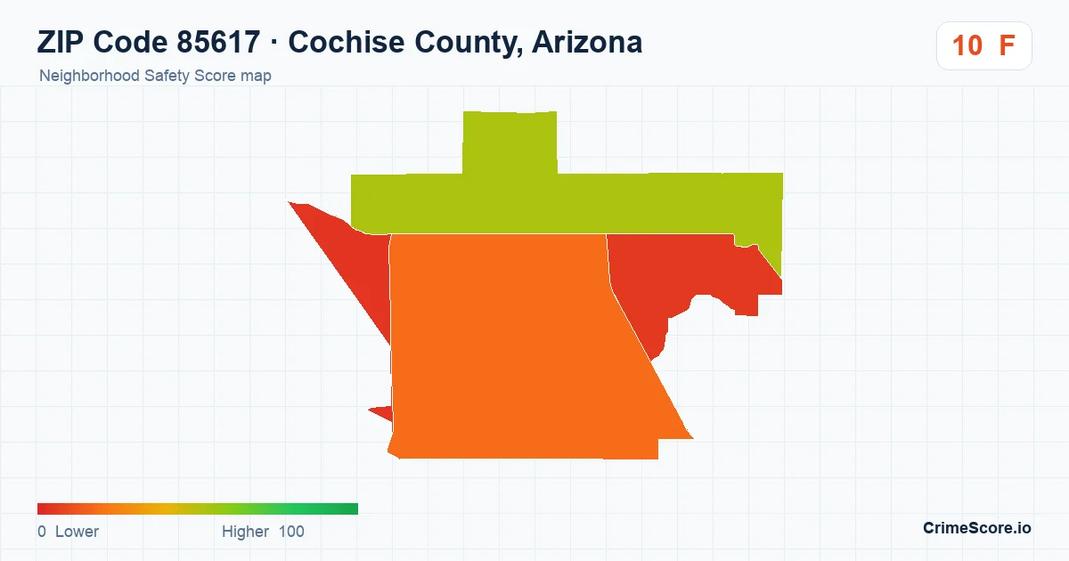 ZIP Code 85617 in Cochise County, Arizona neighborhood Safety Score map