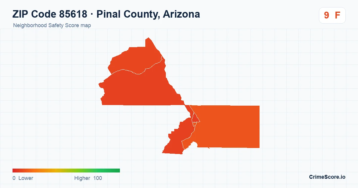 ZIP Code 85618 in Pinal County, Arizona neighborhood Safety Score map