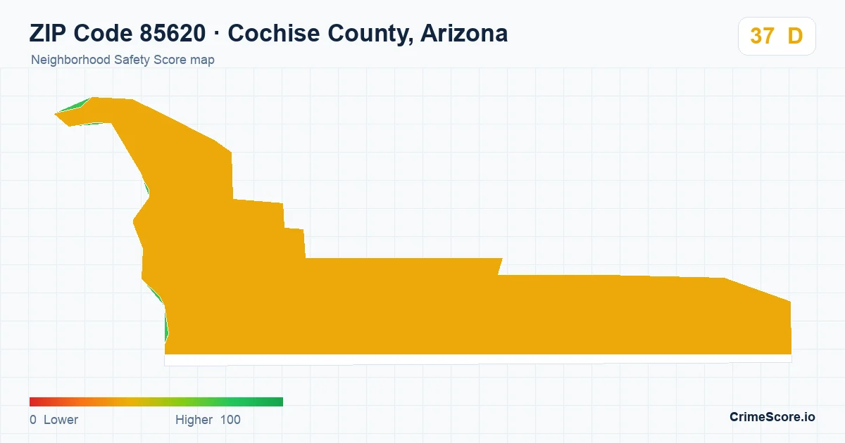 ZIP Code 85620 in Cochise County, Arizona neighborhood Safety Score map