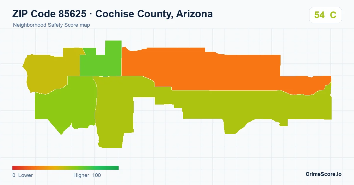 ZIP Code 85625 in Cochise County, Arizona neighborhood Safety Score map
