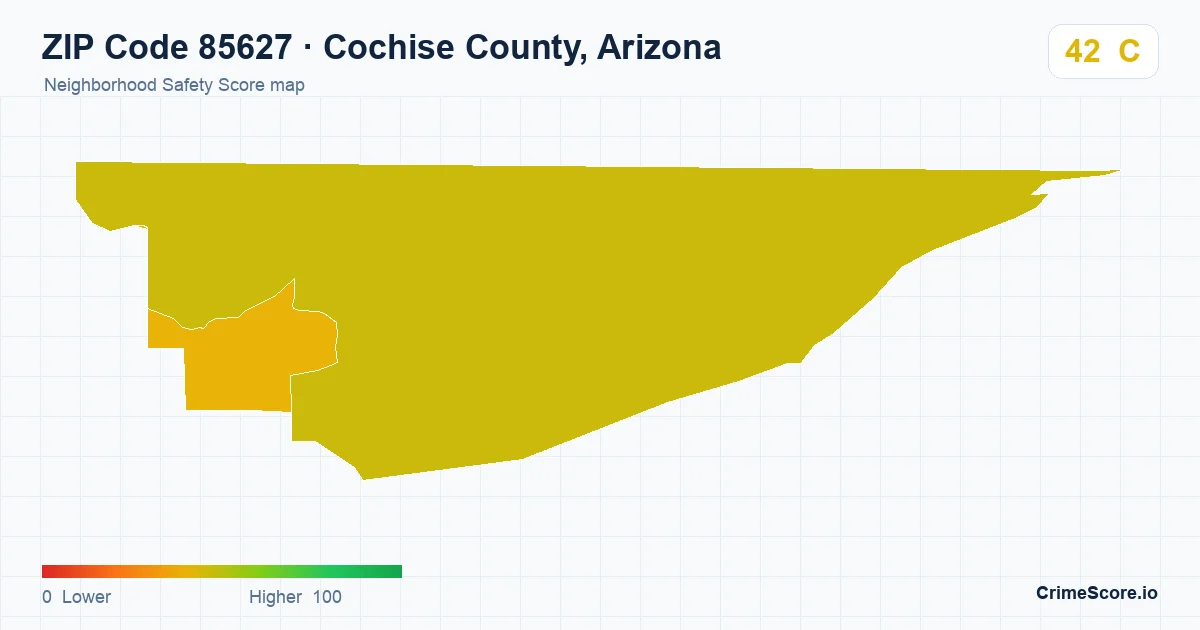 ZIP Code 85627 in Cochise County, Arizona neighborhood Safety Score map