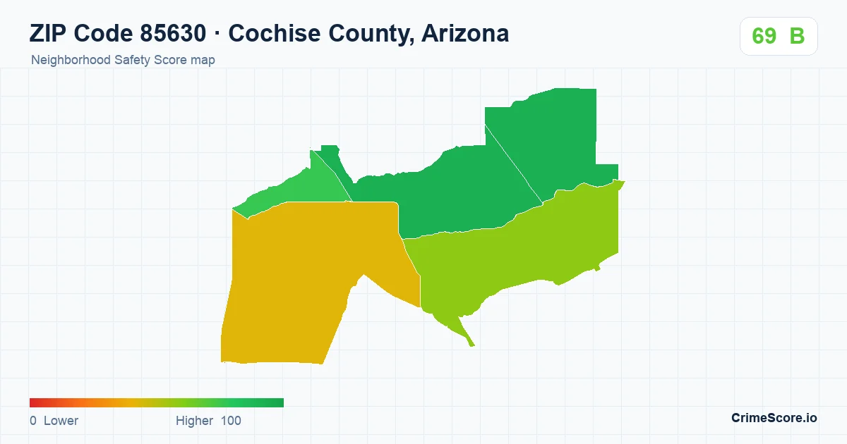 ZIP Code 85630 in Cochise County, Arizona neighborhood Safety Score map
