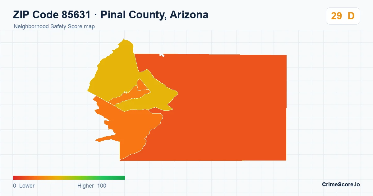 ZIP Code 85631 in Pinal County, Arizona neighborhood Safety Score map