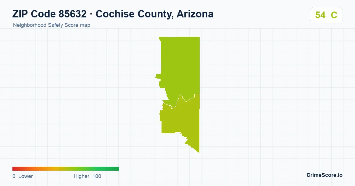 ZIP Code 85632 in Cochise County, Arizona neighborhood Safety Score map