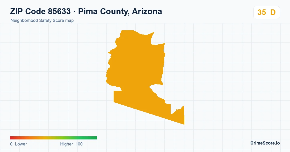 ZIP Code 85633 in Pima County, Arizona neighborhood Safety Score map