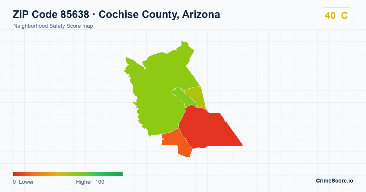 ZIP Code 85638 in Cochise County, Arizona neighborhood Safety Score map