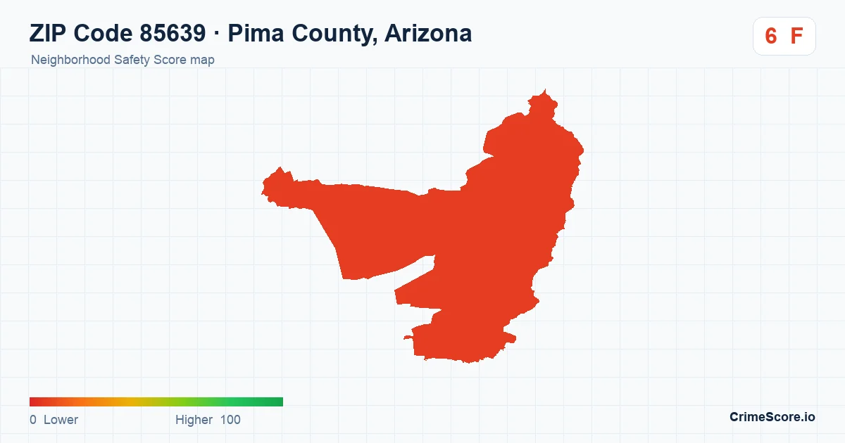 ZIP Code 85639 in Pima County, Arizona neighborhood Safety Score map