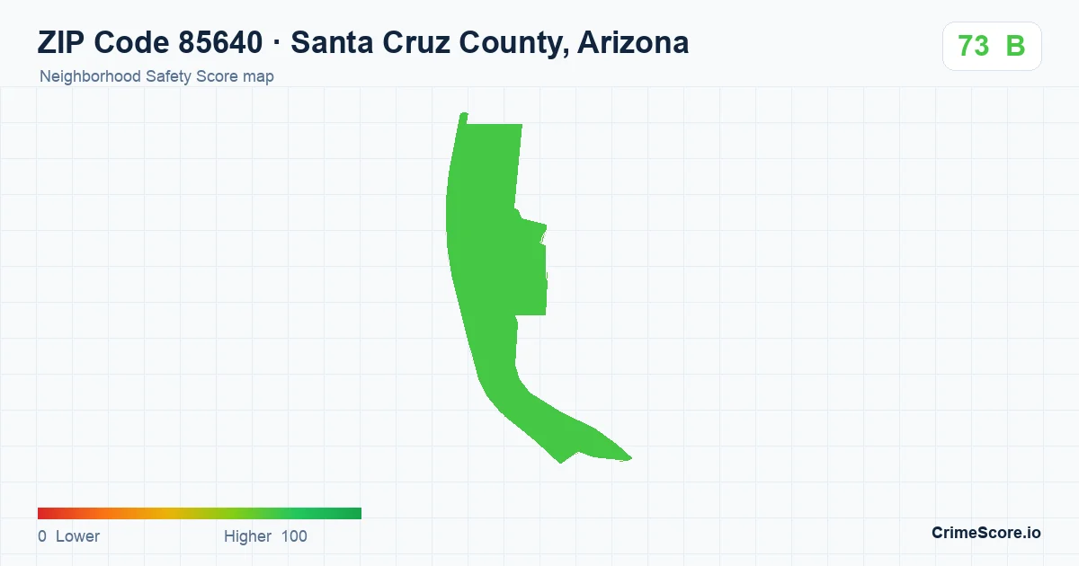 ZIP Code 85640 in Santa Cruz County, Arizona neighborhood Safety Score map