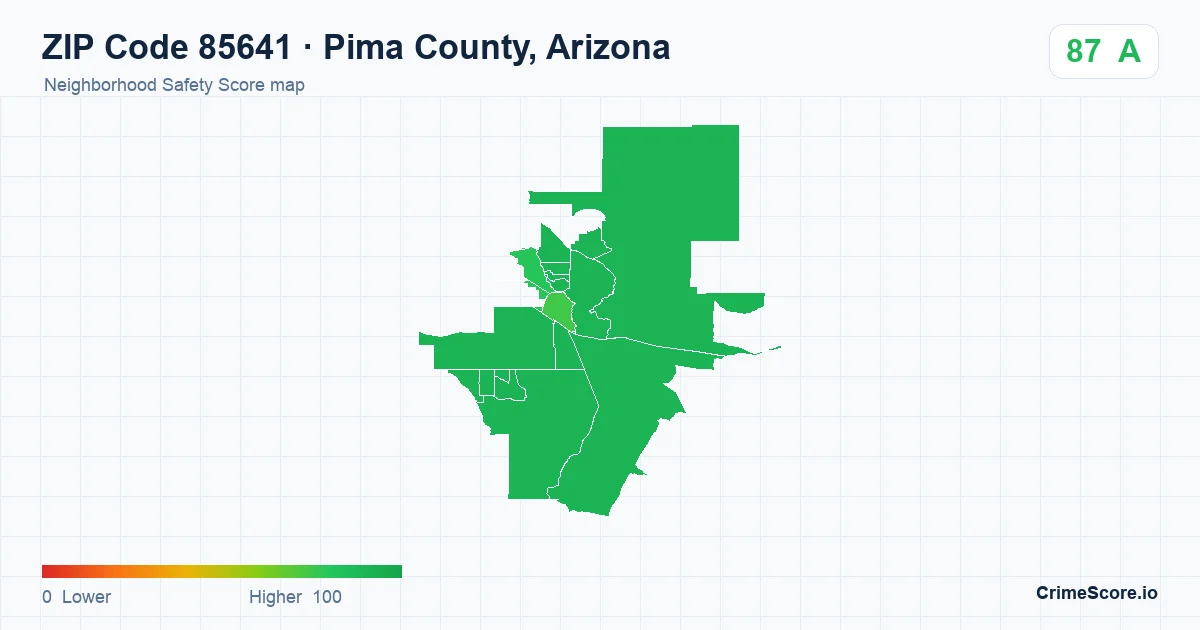 ZIP Code 85641 in Pima County, Arizona neighborhood Safety Score map