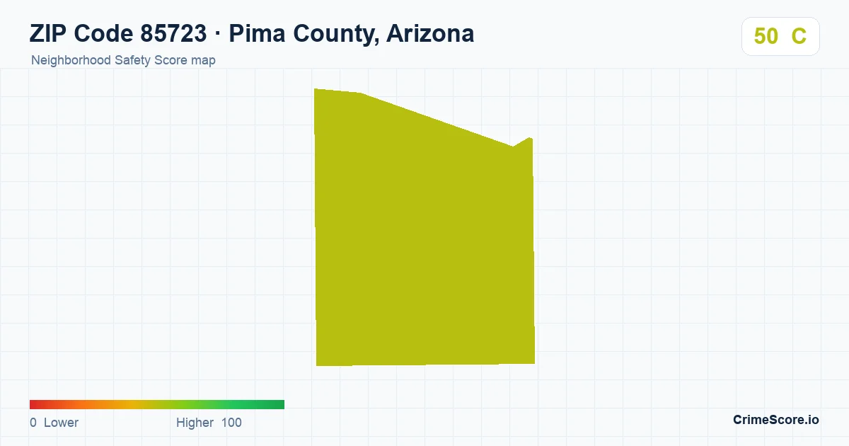 ZIP Code 85723 in Pima County, Arizona neighborhood Safety Score map