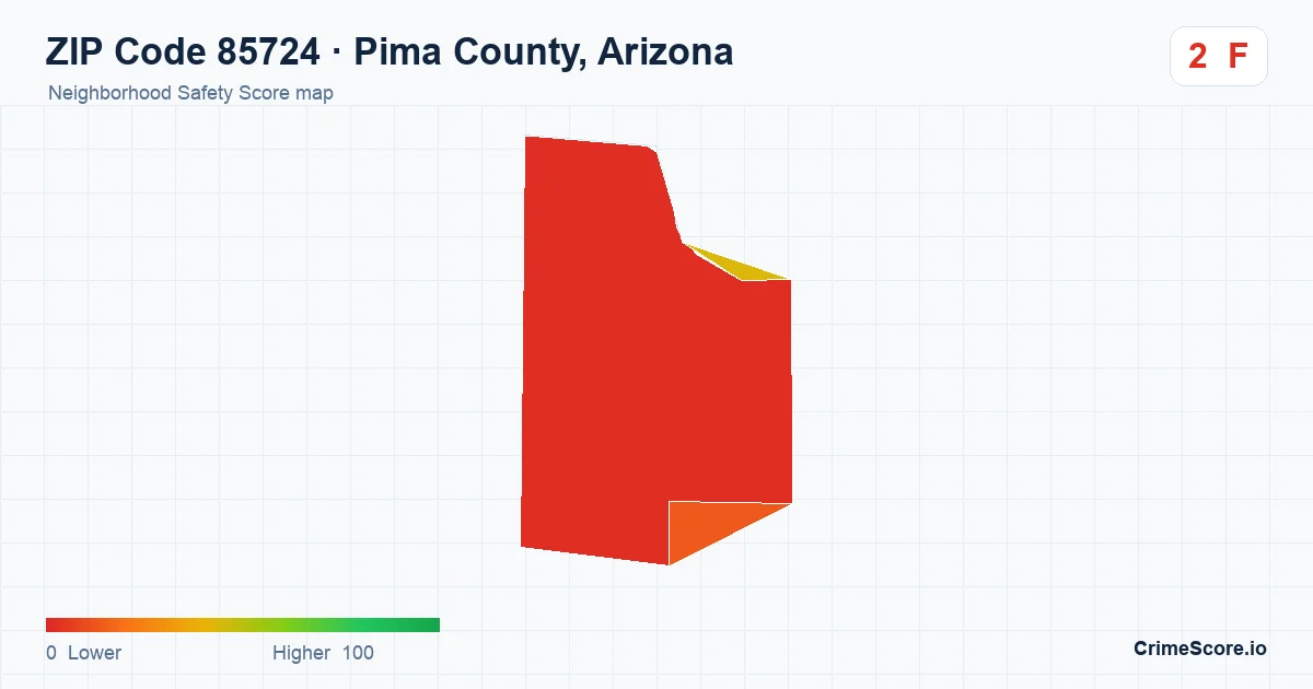 ZIP Code 85724 in Pima County, Arizona neighborhood Safety Score map