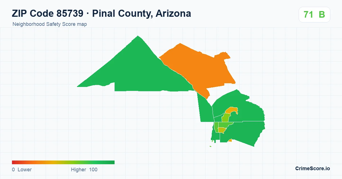 ZIP Code 85739 in Pinal County, Arizona neighborhood Safety Score map