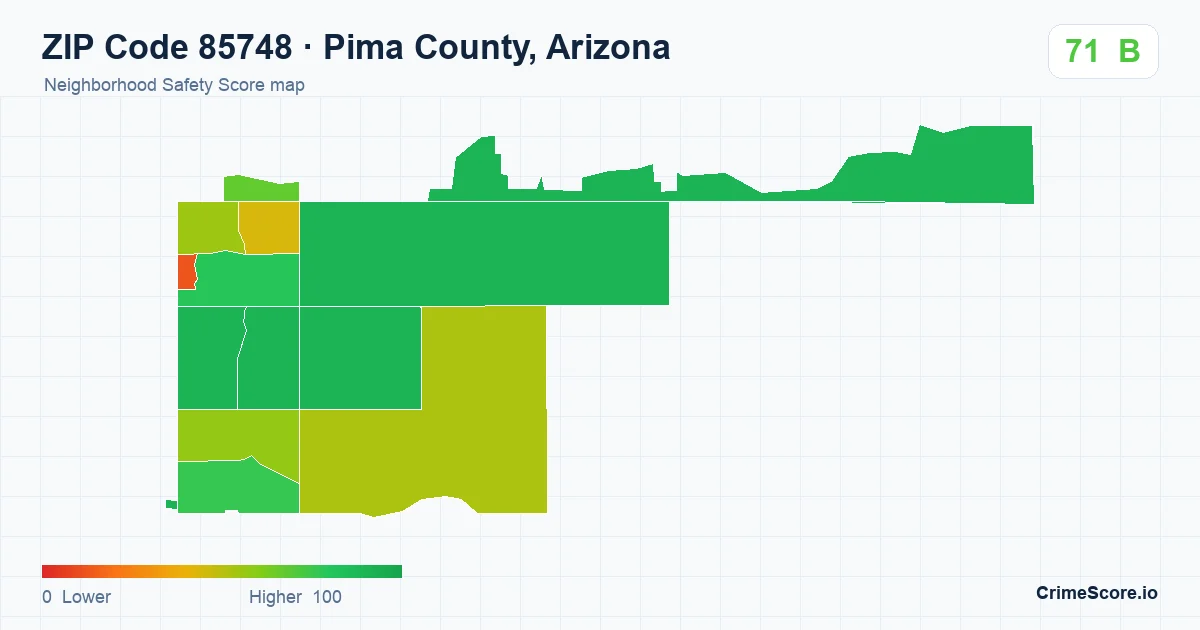 ZIP Code 85748 in Pima County, Arizona neighborhood Safety Score map
