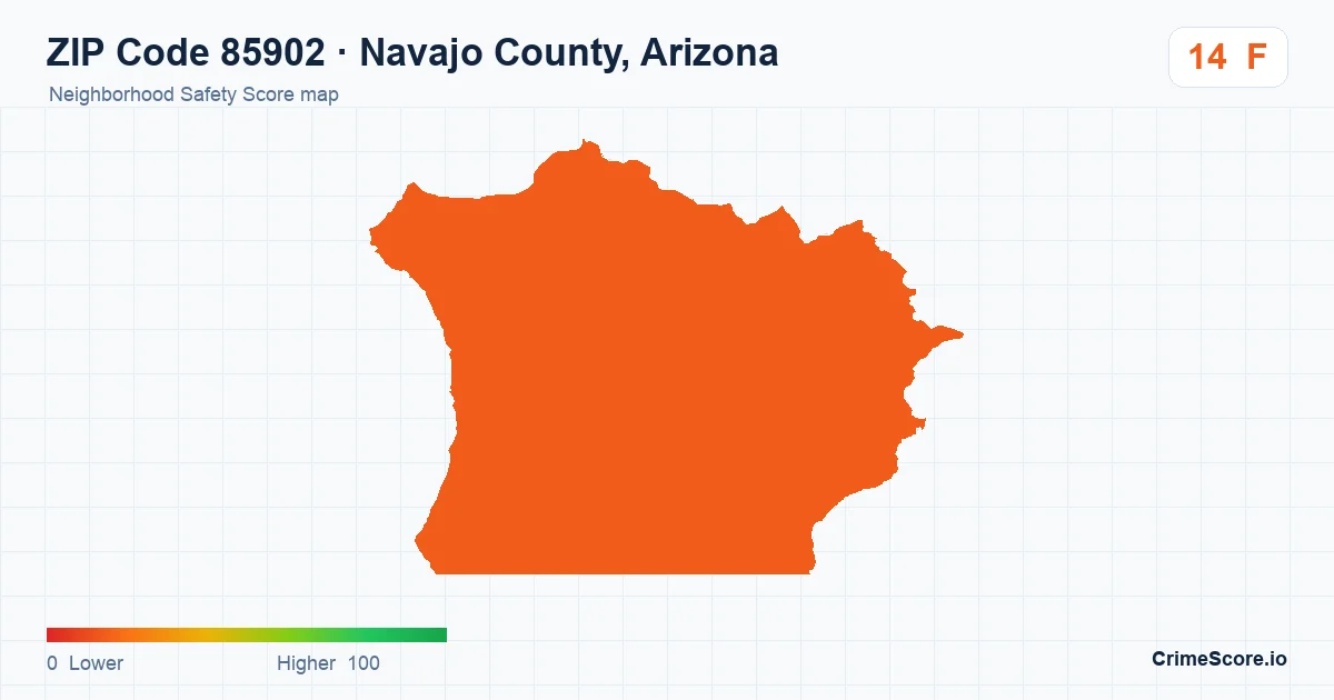 ZIP Code 85902 in Navajo County, Arizona neighborhood Safety Score map
