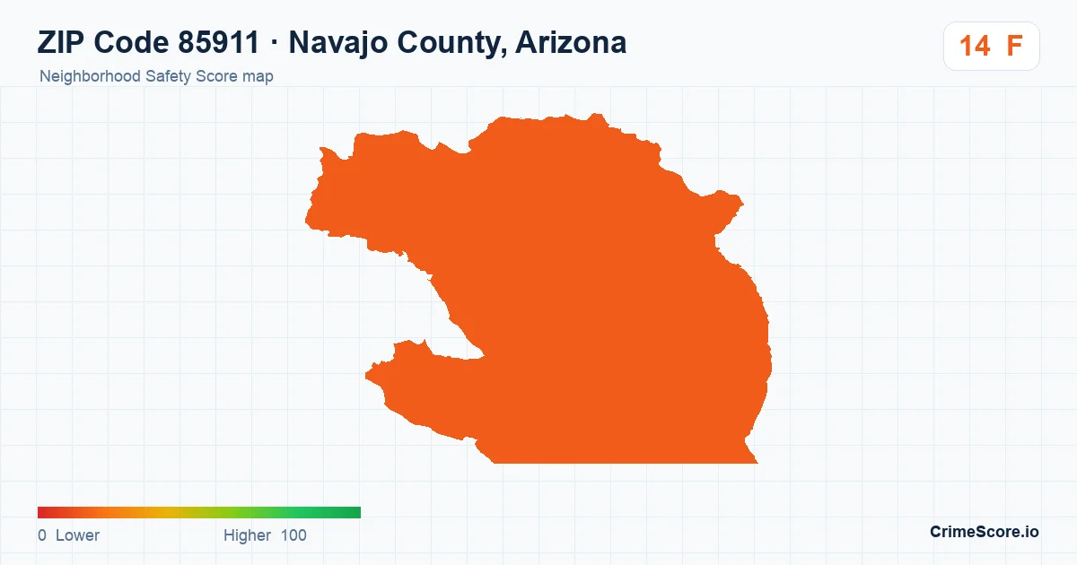 ZIP Code 85911 in Navajo County, Arizona neighborhood Safety Score map