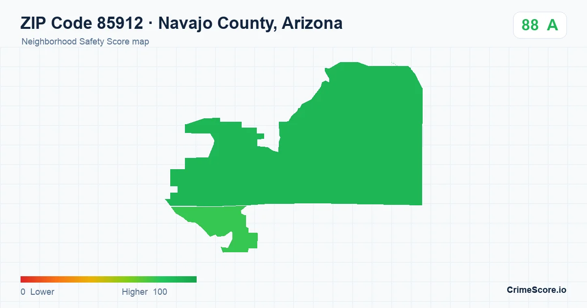 ZIP Code 85912 in Navajo County, Arizona neighborhood Safety Score map