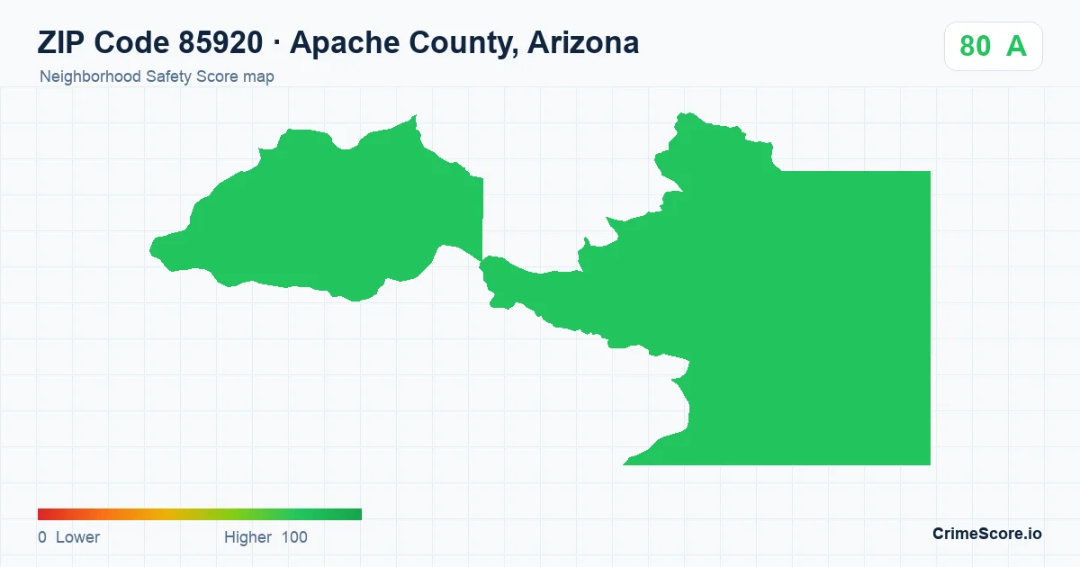 ZIP Code 85920 in Apache County, Arizona neighborhood Safety Score map