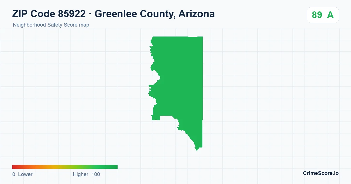 ZIP Code 85922 in Greenlee County, Arizona neighborhood Safety Score map