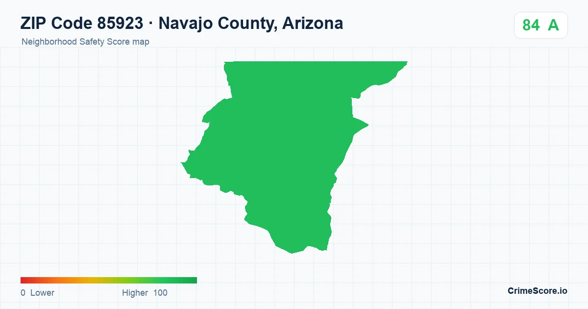 ZIP Code 85923 in Navajo County, Arizona neighborhood Safety Score map