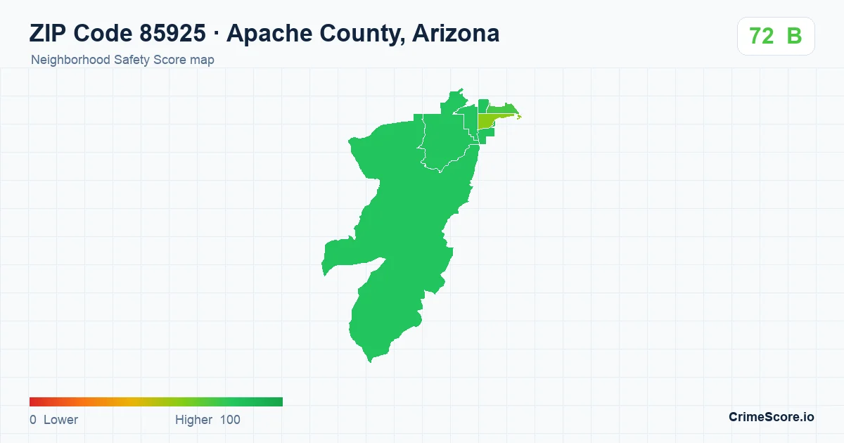 ZIP Code 85925 in Apache County, Arizona neighborhood Safety Score map