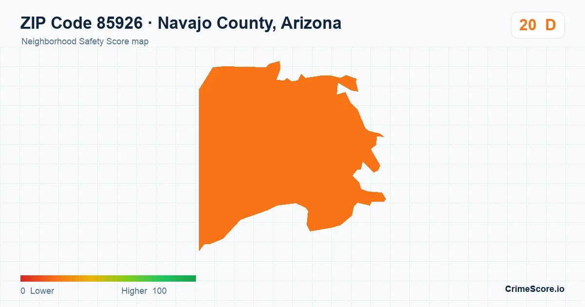 ZIP Code 85926 in Navajo County, Arizona neighborhood Safety Score map