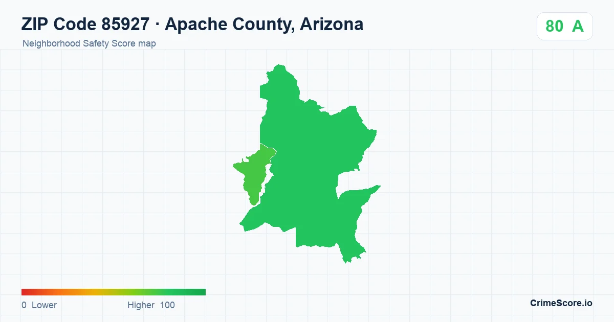 ZIP Code 85927 in Apache County, Arizona neighborhood Safety Score map