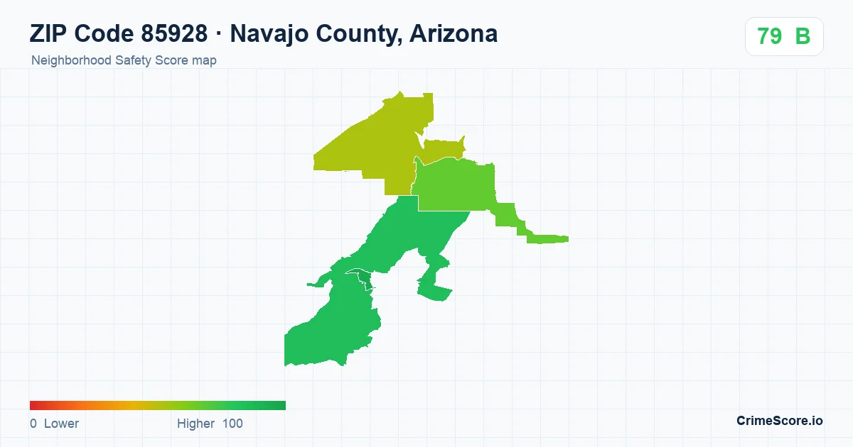 ZIP Code 85928 in Navajo County, Arizona neighborhood Safety Score map