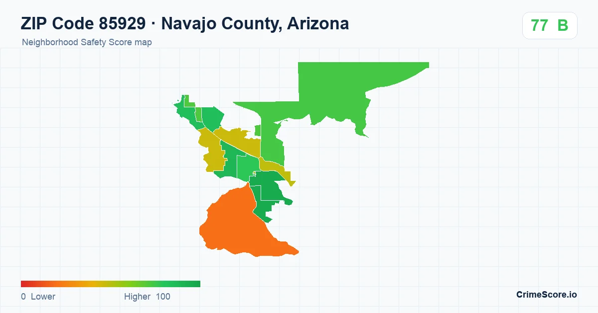 ZIP Code 85929 in Navajo County, Arizona neighborhood Safety Score map