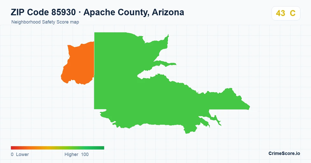 ZIP Code 85930 in Apache County, Arizona neighborhood Safety Score map
