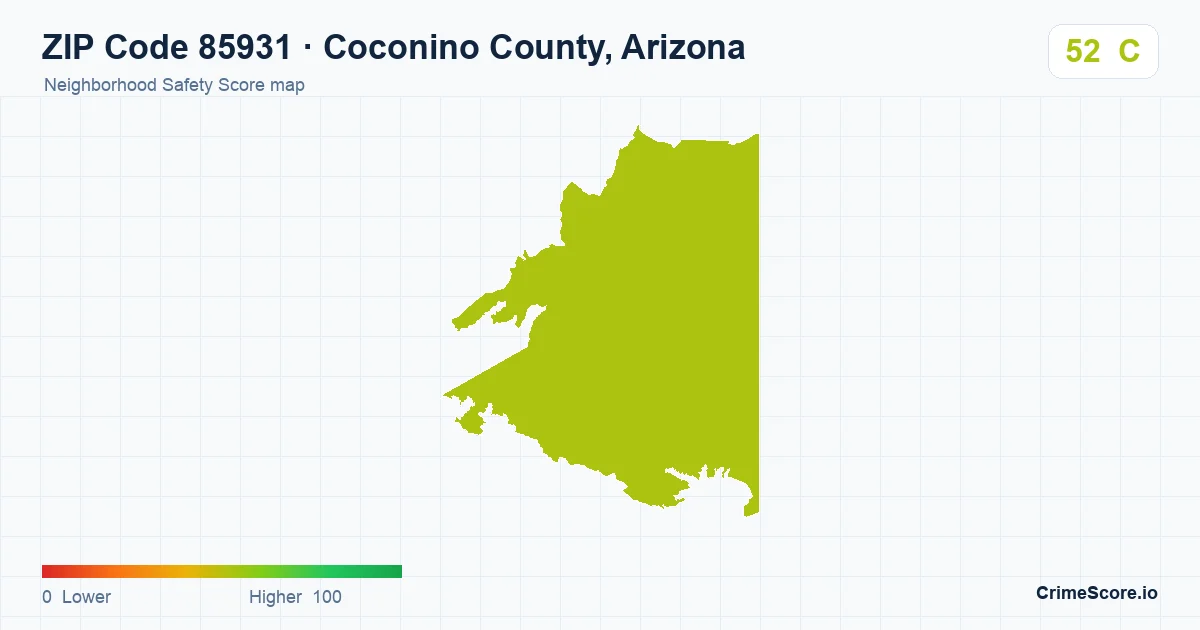 ZIP Code 85931 in Coconino County, Arizona neighborhood Safety Score map