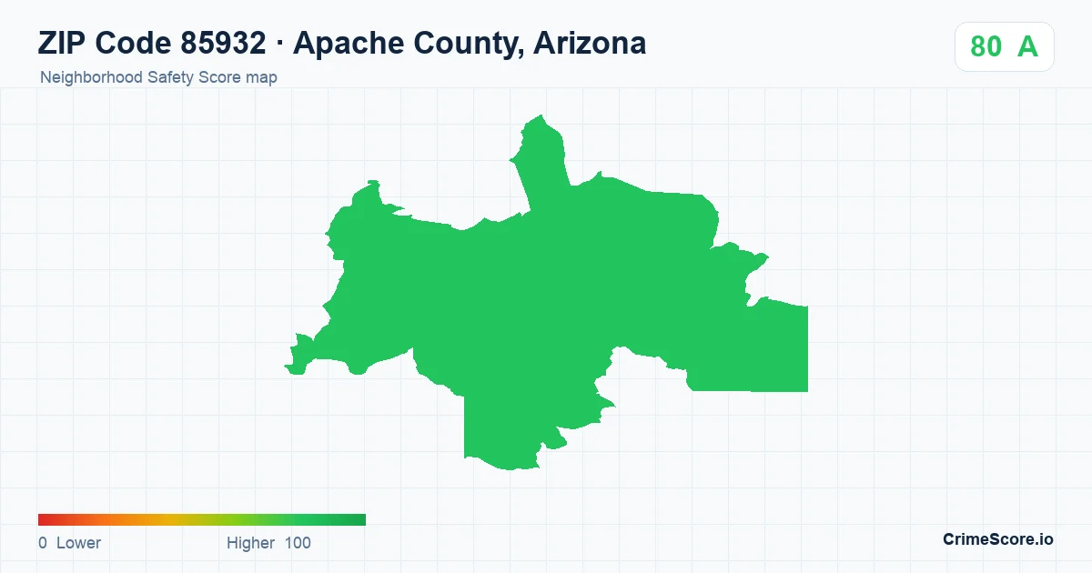 ZIP Code 85932 in Apache County, Arizona neighborhood Safety Score map