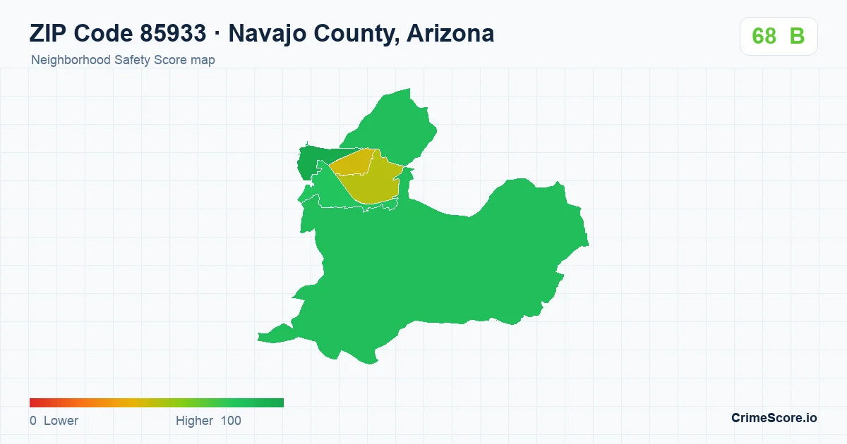 ZIP Code 85933 in Navajo County, Arizona neighborhood Safety Score map