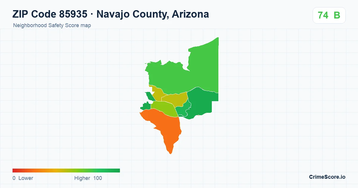 ZIP Code 85935 in Navajo County, Arizona neighborhood Safety Score map