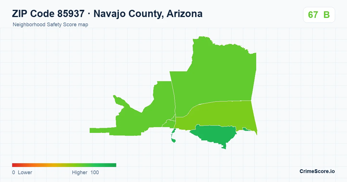 ZIP Code 85937 in Navajo County, Arizona neighborhood Safety Score map