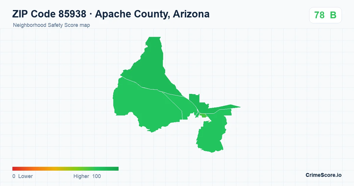 ZIP Code 85938 in Apache County, Arizona neighborhood Safety Score map