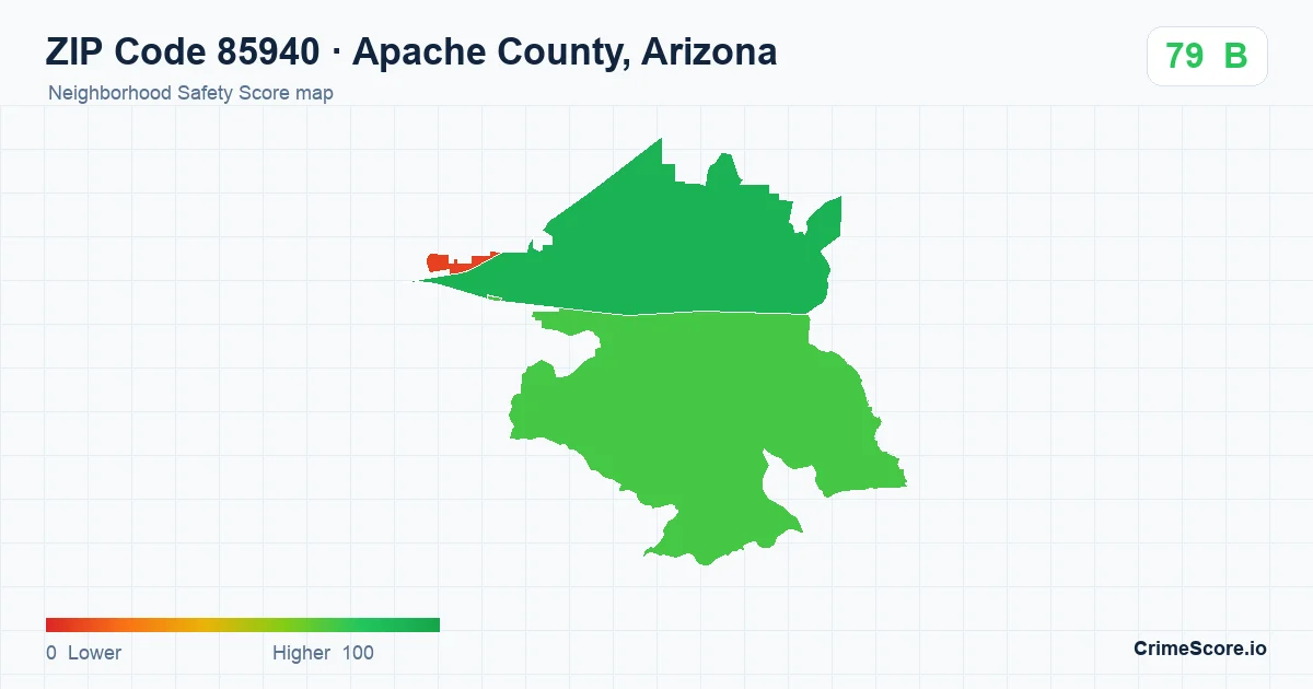 ZIP Code 85940 in Apache County, Arizona neighborhood Safety Score map