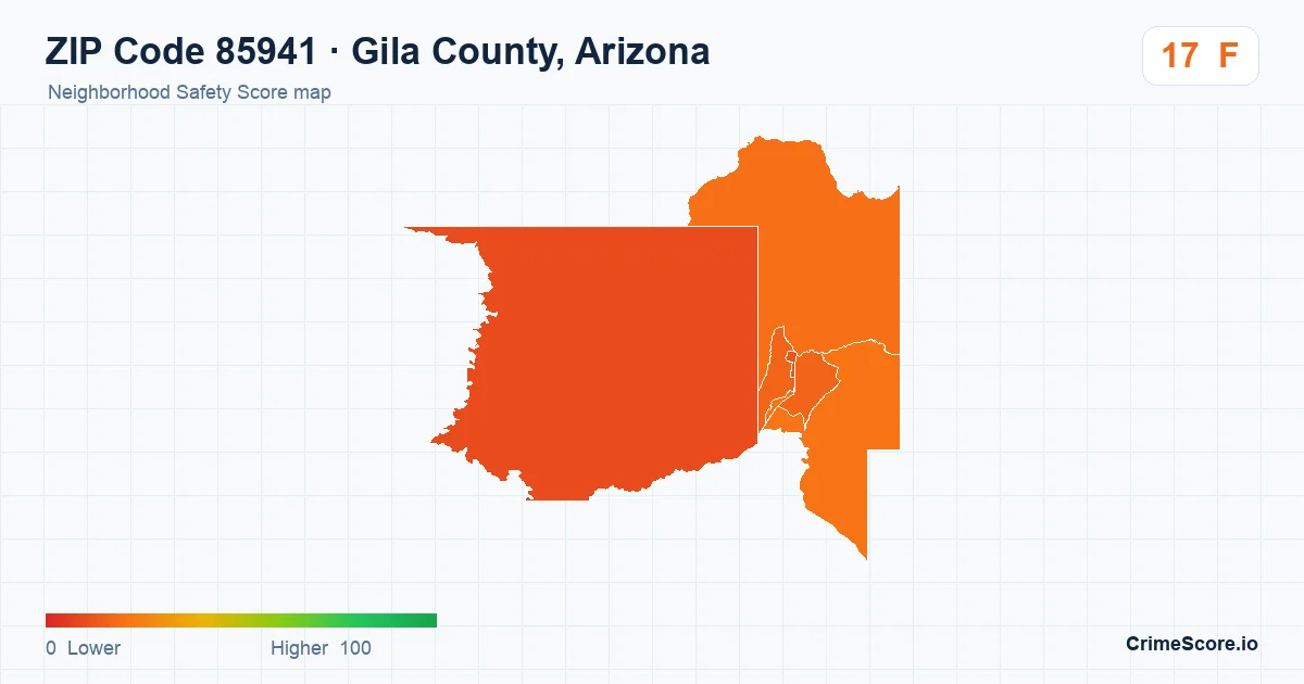 ZIP Code 85941 in Gila County, Arizona neighborhood Safety Score map