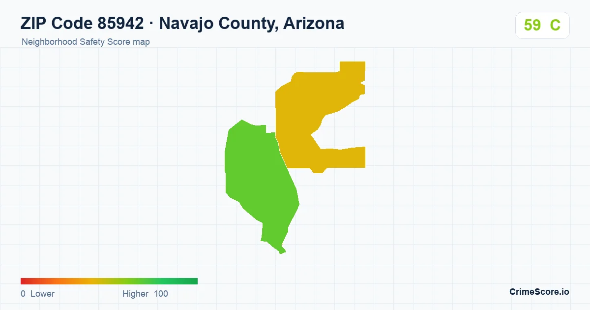 ZIP Code 85942 in Navajo County, Arizona neighborhood Safety Score map