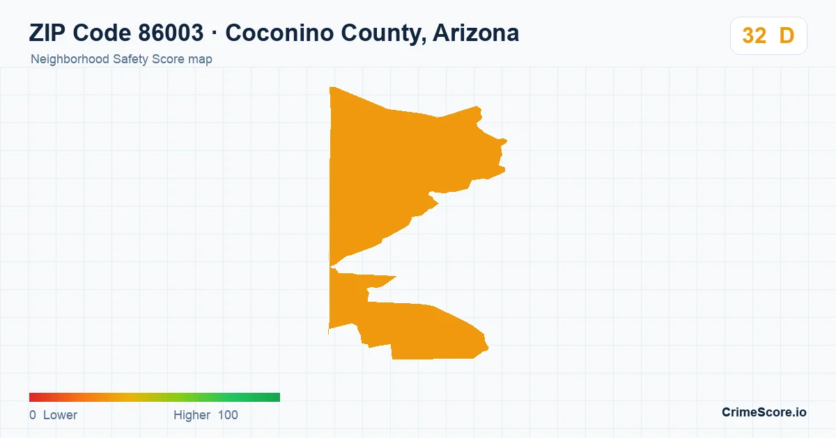 ZIP Code 86003 in Coconino County, Arizona neighborhood Safety Score map