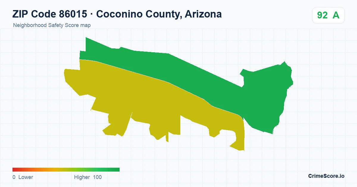 ZIP Code 86015 in Coconino County, Arizona neighborhood Safety Score map