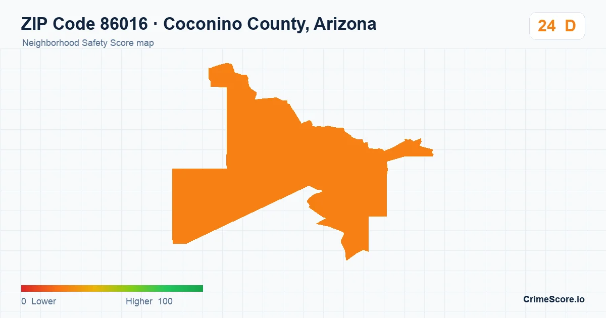 ZIP Code 86016 in Coconino County, Arizona neighborhood Safety Score map