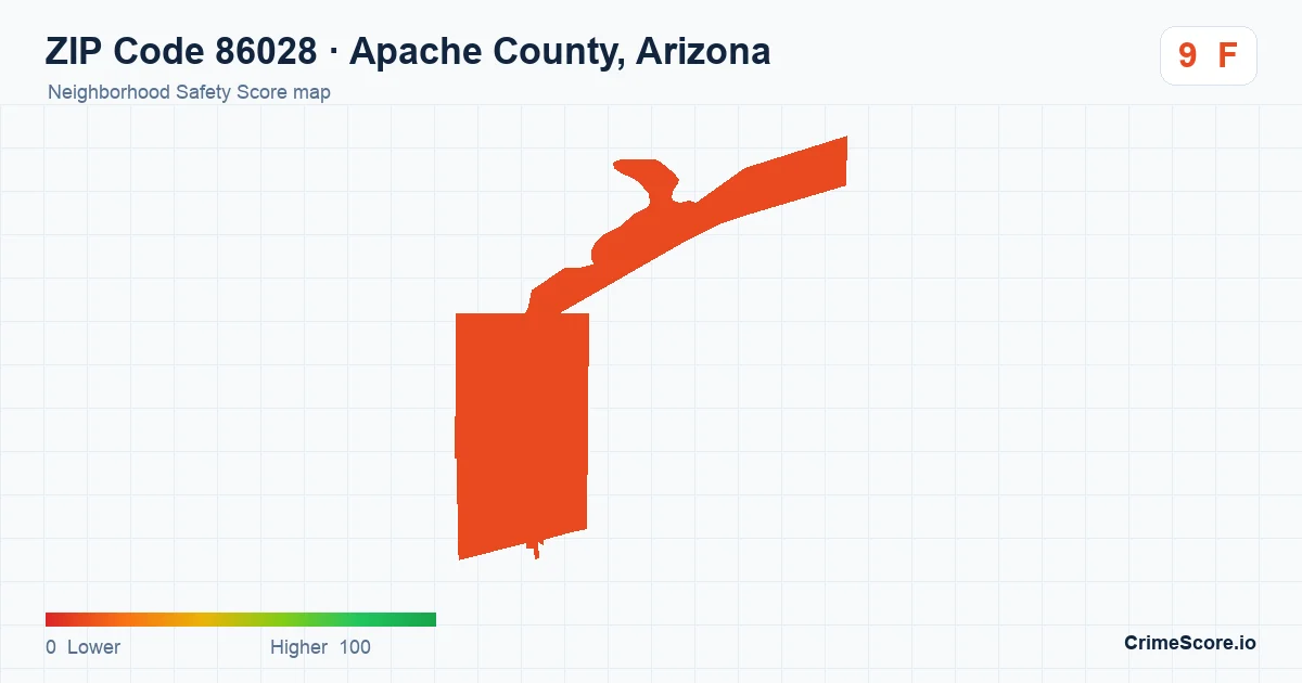 ZIP Code 86028 in Apache County, Arizona neighborhood Safety Score map