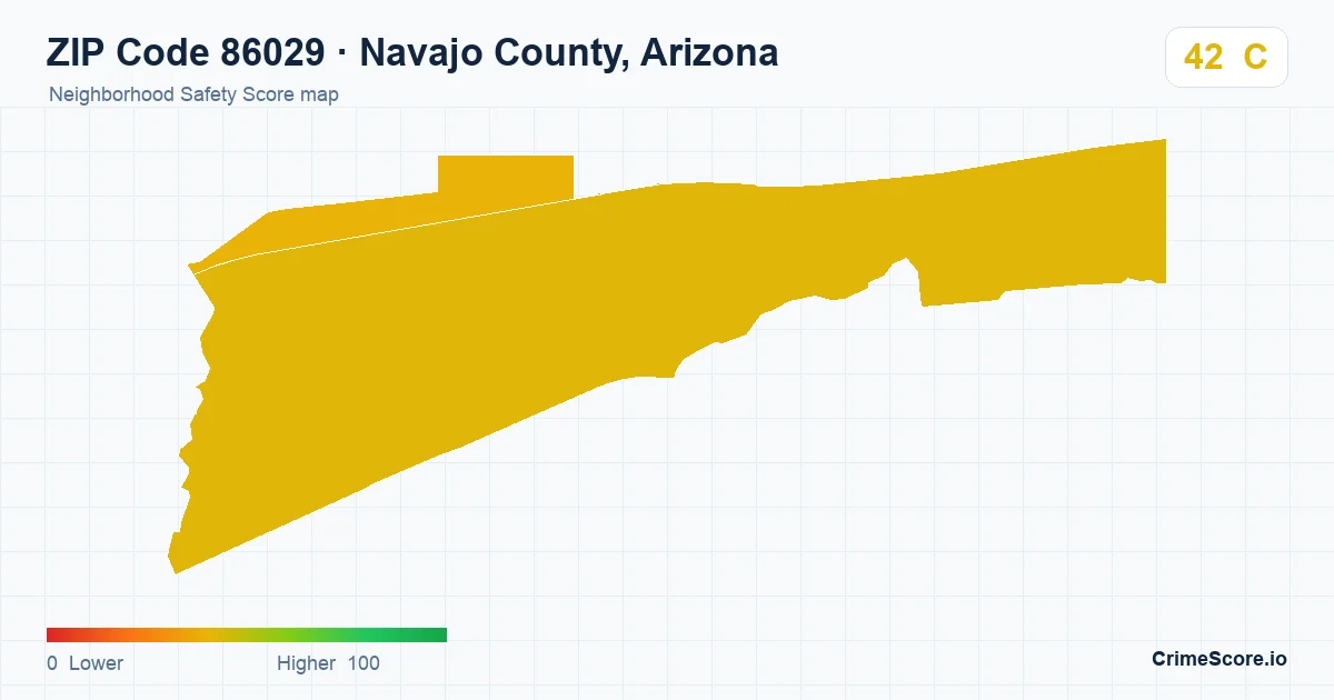 ZIP Code 86029 in Navajo County, Arizona neighborhood Safety Score map