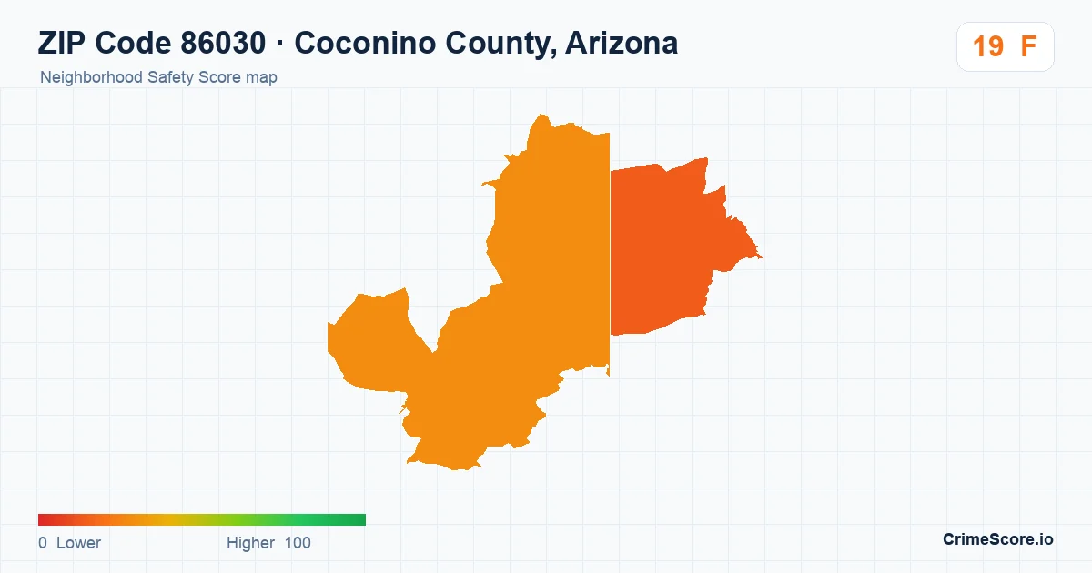 ZIP Code 86030 in Coconino County, Arizona neighborhood Safety Score map