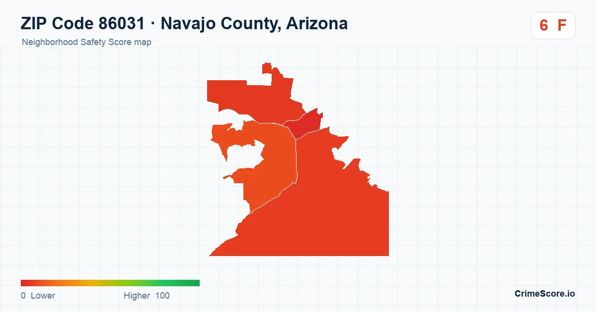 ZIP Code 86031 in Navajo County, Arizona neighborhood Safety Score map