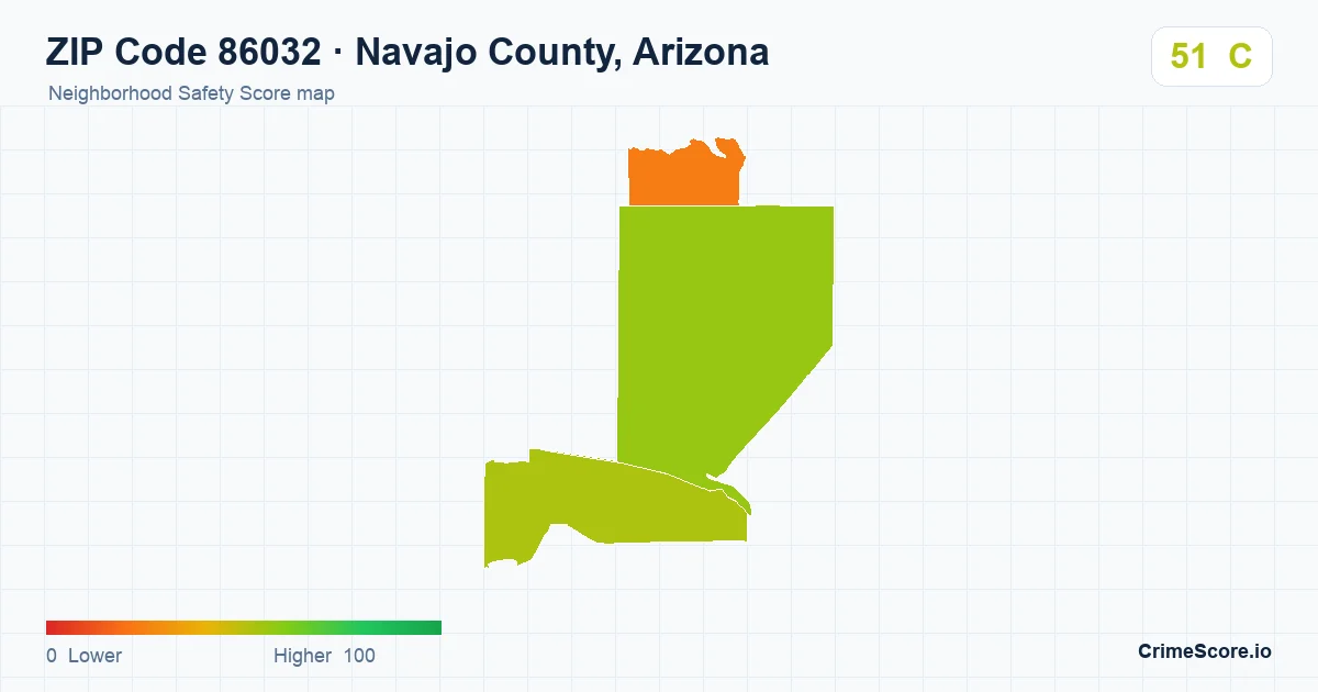 ZIP Code 86032 in Navajo County, Arizona neighborhood Safety Score map