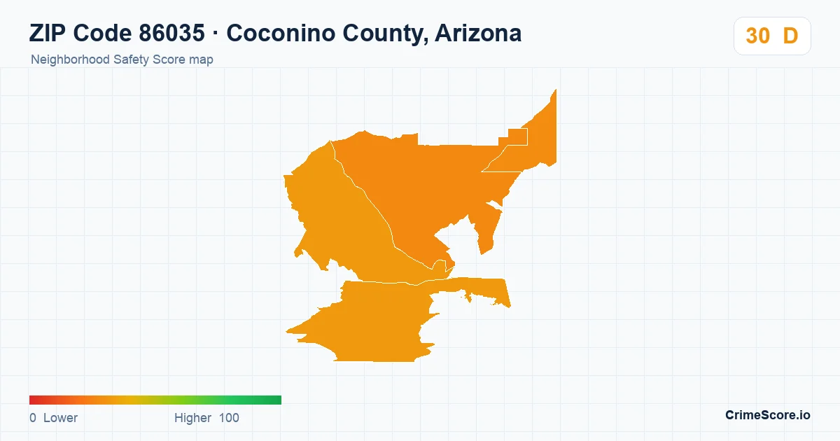 ZIP Code 86035 in Coconino County, Arizona neighborhood Safety Score map