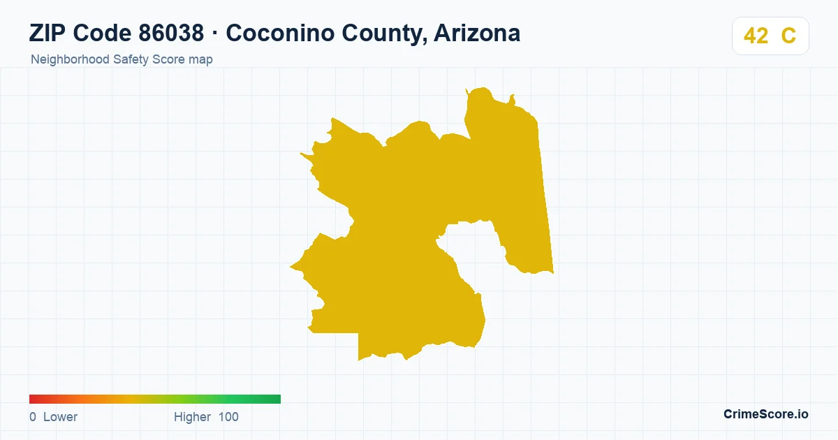 ZIP Code 86038 in Coconino County, Arizona neighborhood Safety Score map