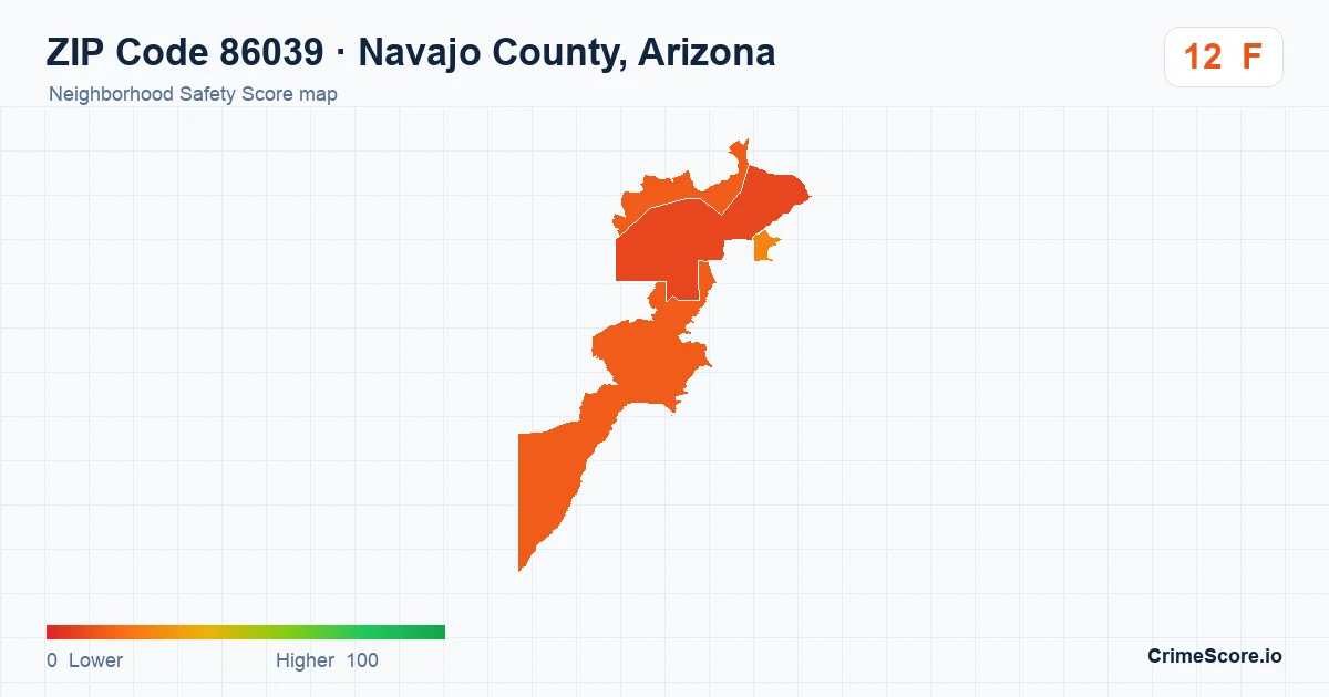 ZIP Code 86039 in Navajo County, Arizona neighborhood Safety Score map