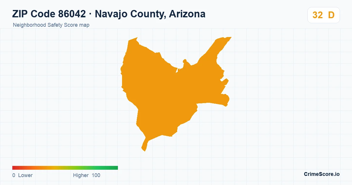 ZIP Code 86042 in Navajo County, Arizona neighborhood Safety Score map